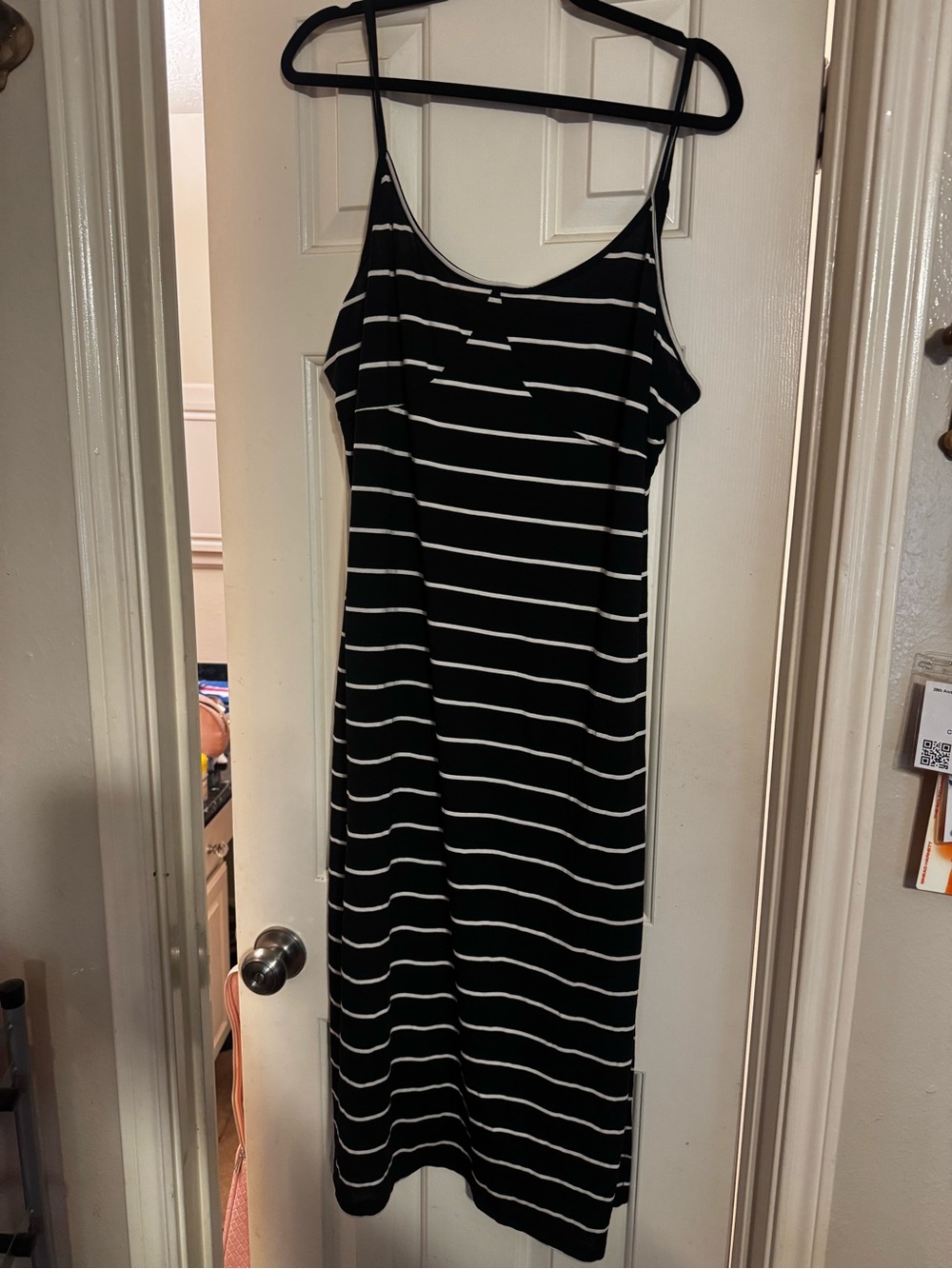 SHEIN Black and White Striped Midi Slip Dress